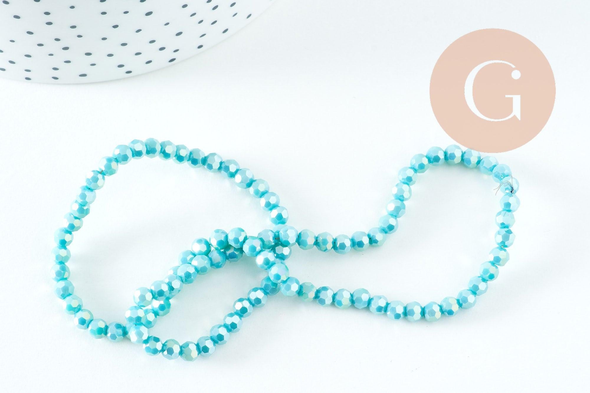 Gingerlily Perles cristal G10725 perles turquoise irisé 4mm fil