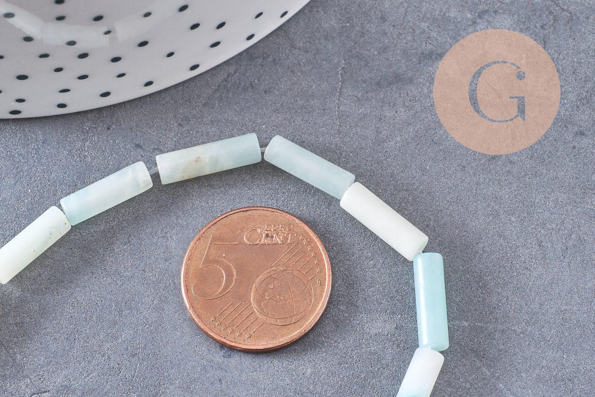 Gingerlily Perle amazonite tube 13 mm fil 40 cm