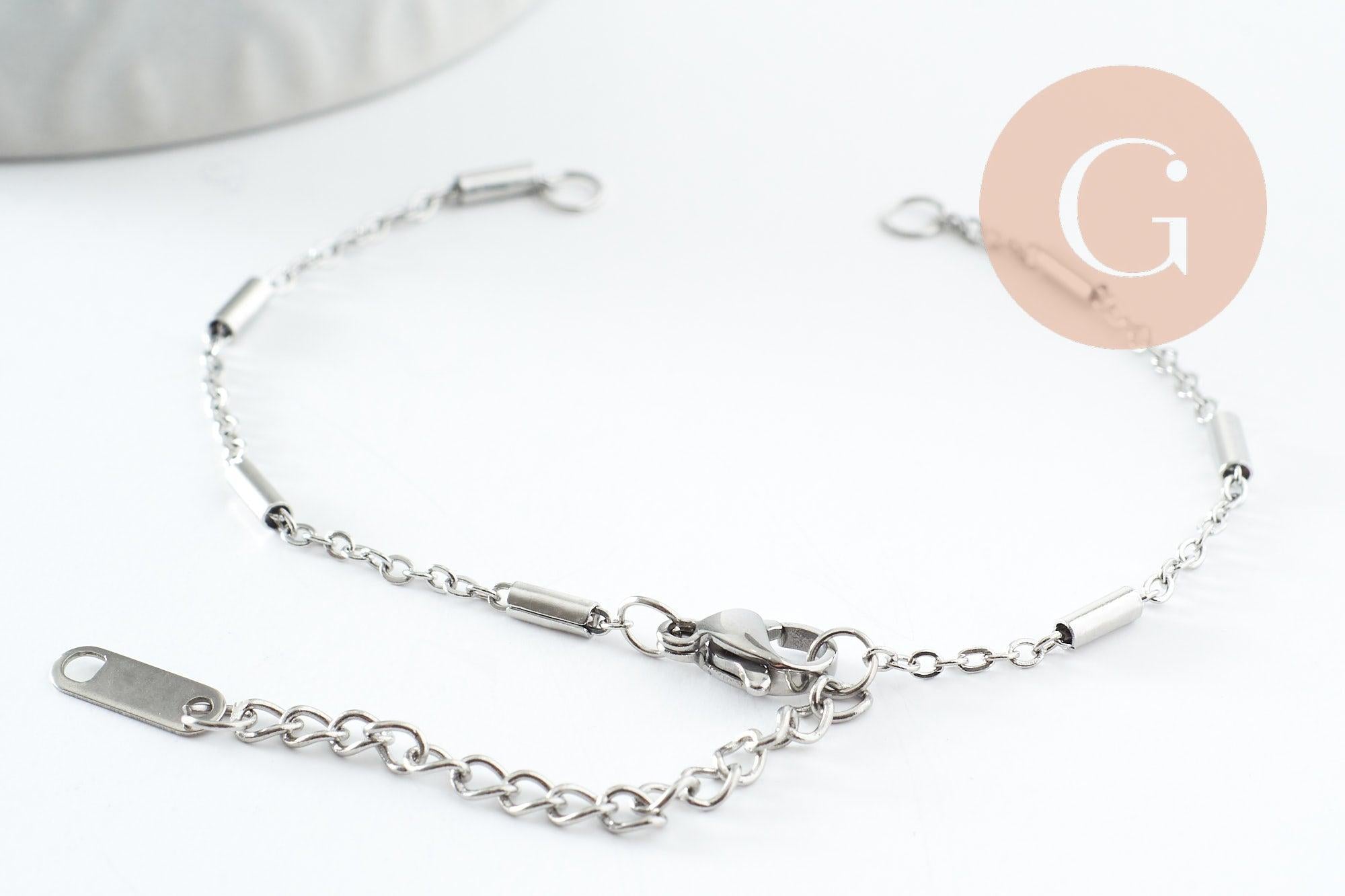 Gingerlily Base bracelet G9498 acier platine 15,8cm maille fine