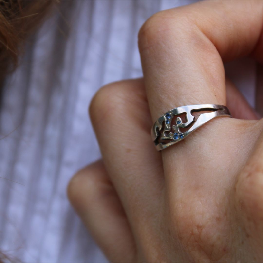 Kajika Mélie bague argent 925 5 saphirs bleus