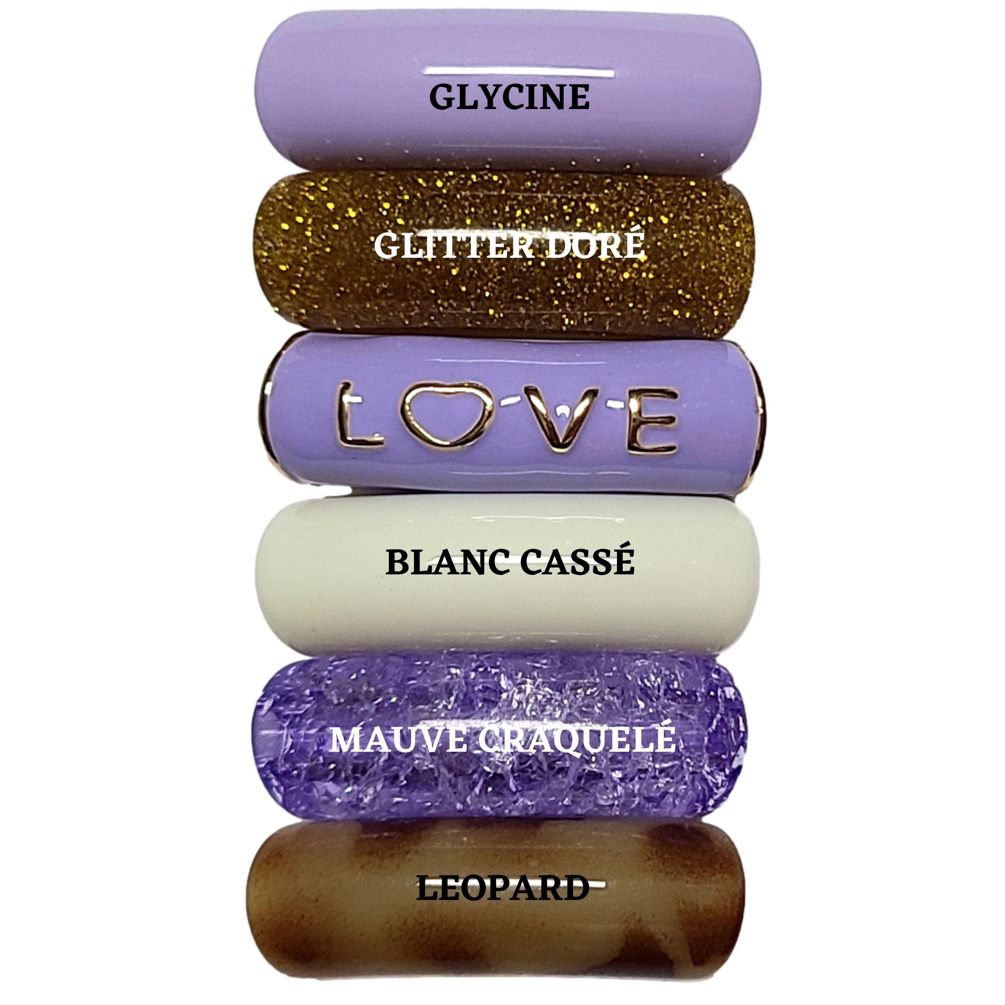 ARTSHOP Camaieux 139 lot 6 tubes incurvés LOVE violets 12MM