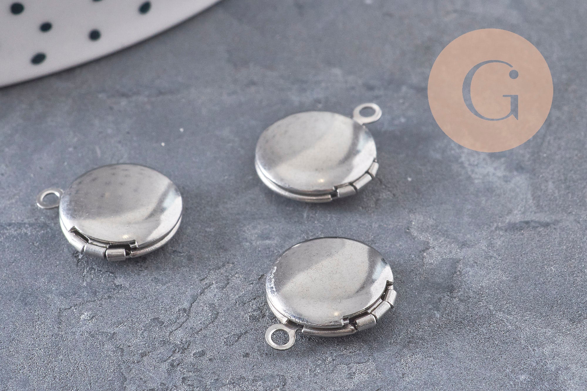 Gingerlily Perles Locket rond G10985 pendentif acier 16mm x1