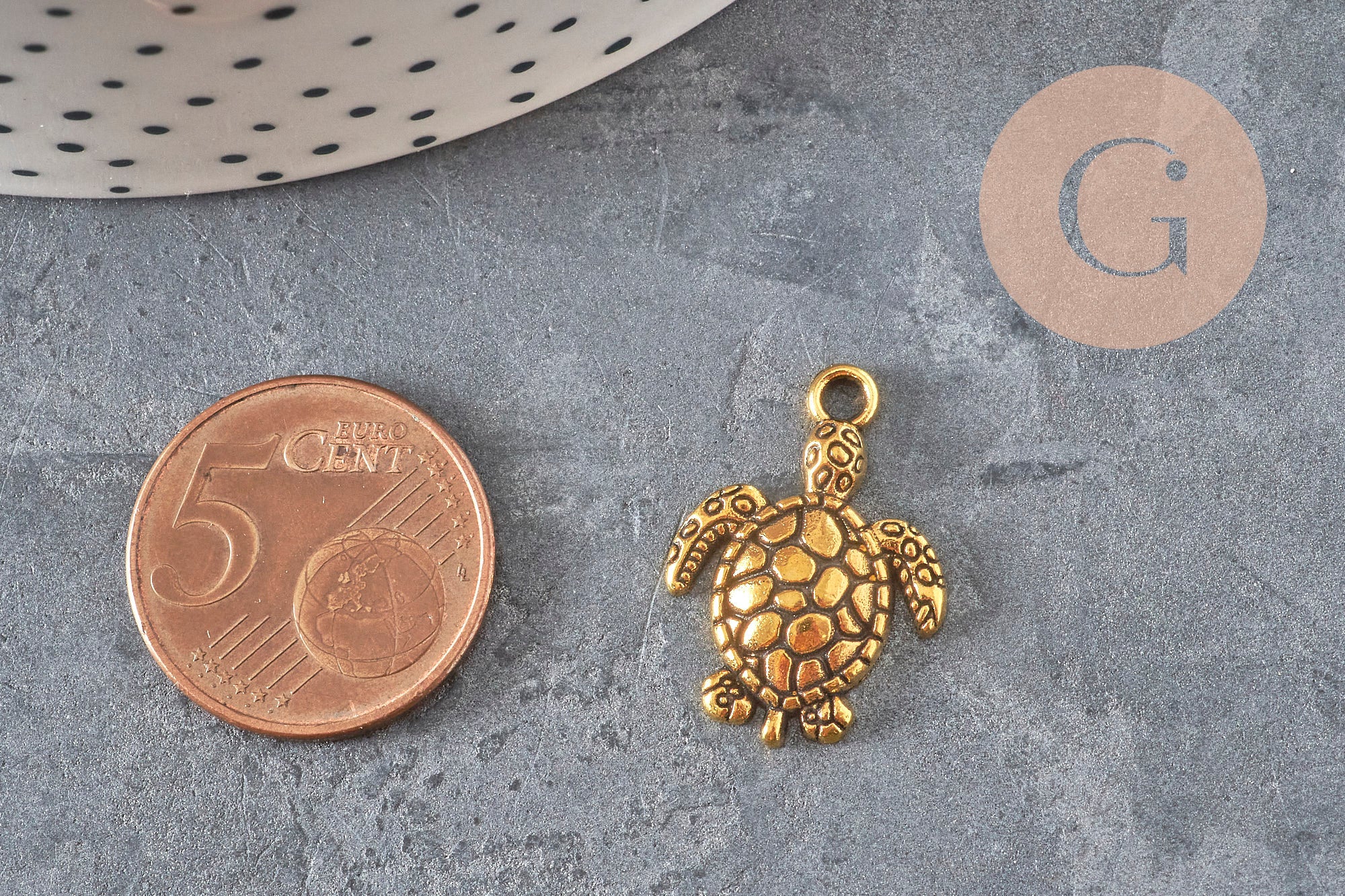 Gingerlily tortue G11229 breloque dorée 23mm x5