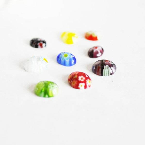 Gingerlily G131 cabochon verre ovale millefiori lot 20