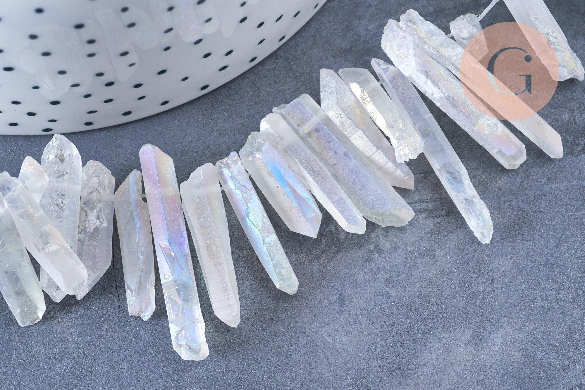 Gingerlily Perles cristal de roche irisé 20-50mm lot 10