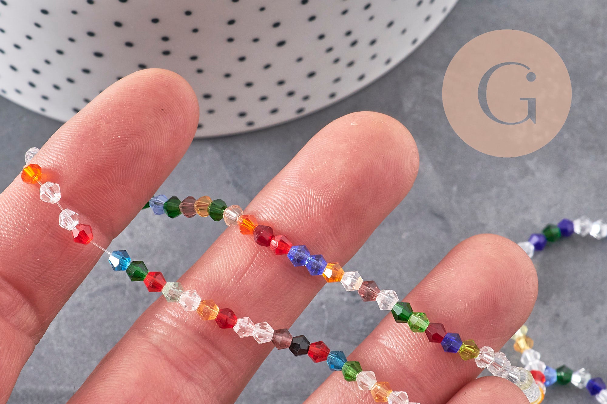 Gingerlily Perles G11127 perles toupies cristal multicolore 3mm fil