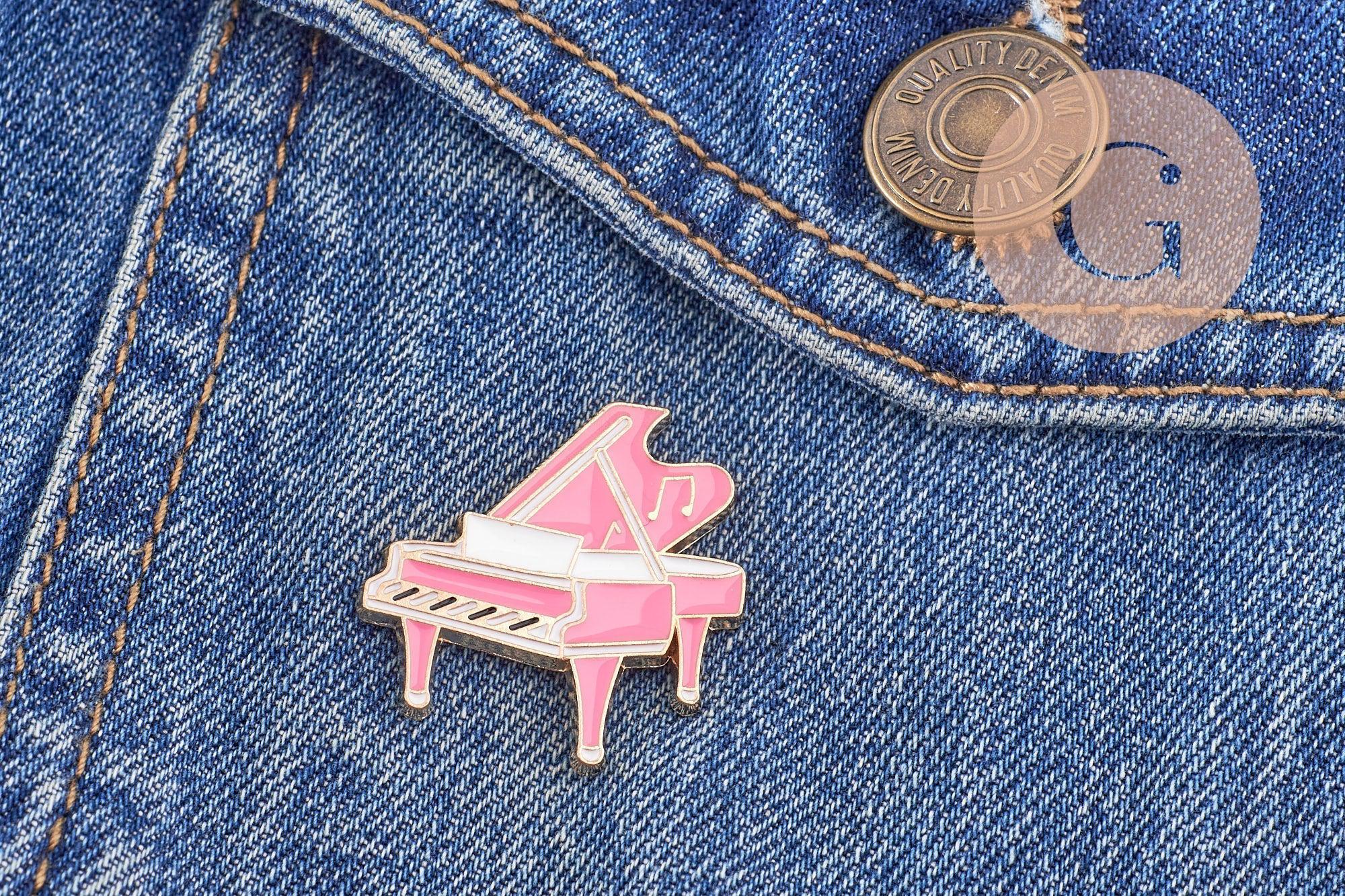 Gingerlily Broche pins Piano doré 29mm émail rose x1