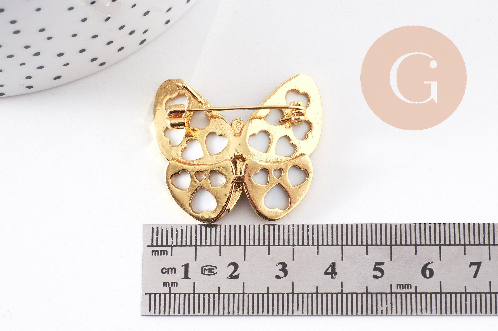 Gingerlily Broches et pin's papillon broche nacre noire 36 mm x1