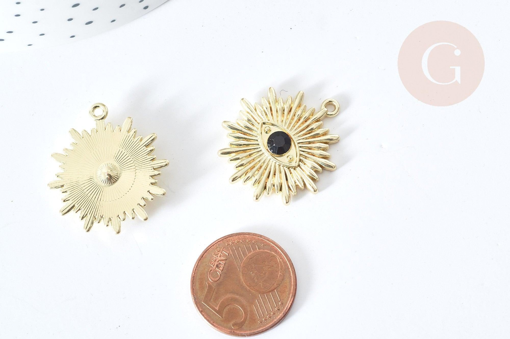 Gingerlily G8087 pendentif mauvais œil résine noire doré
