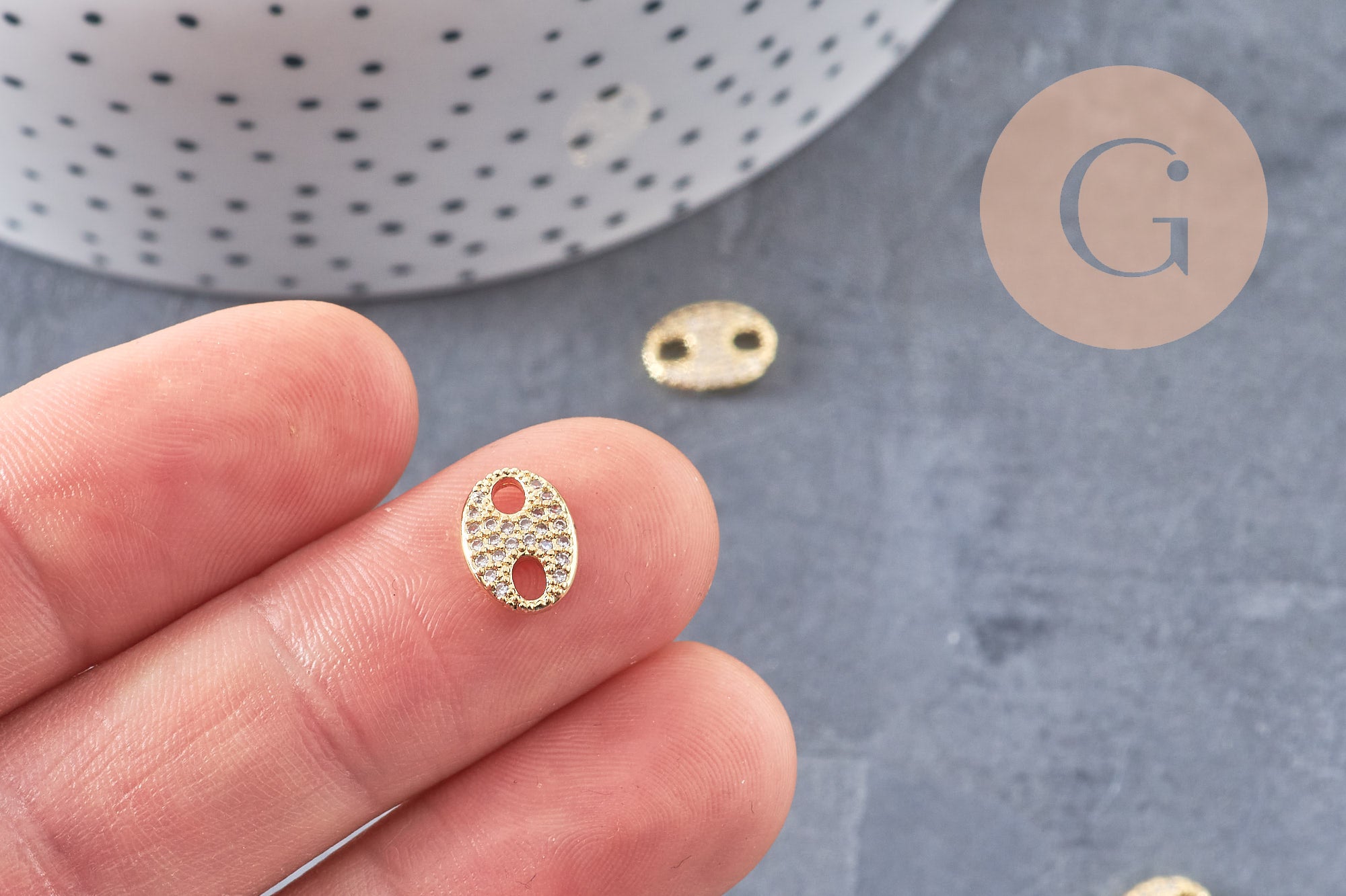 Gingerlily ovale pendentif connecteur laiton zircon 10,5mm