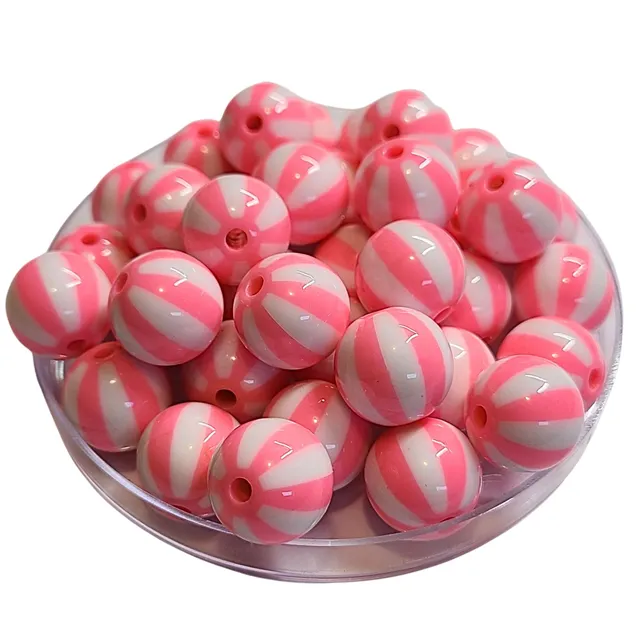 Artshop Boules 16MM 210 perles rayées rose clair x15