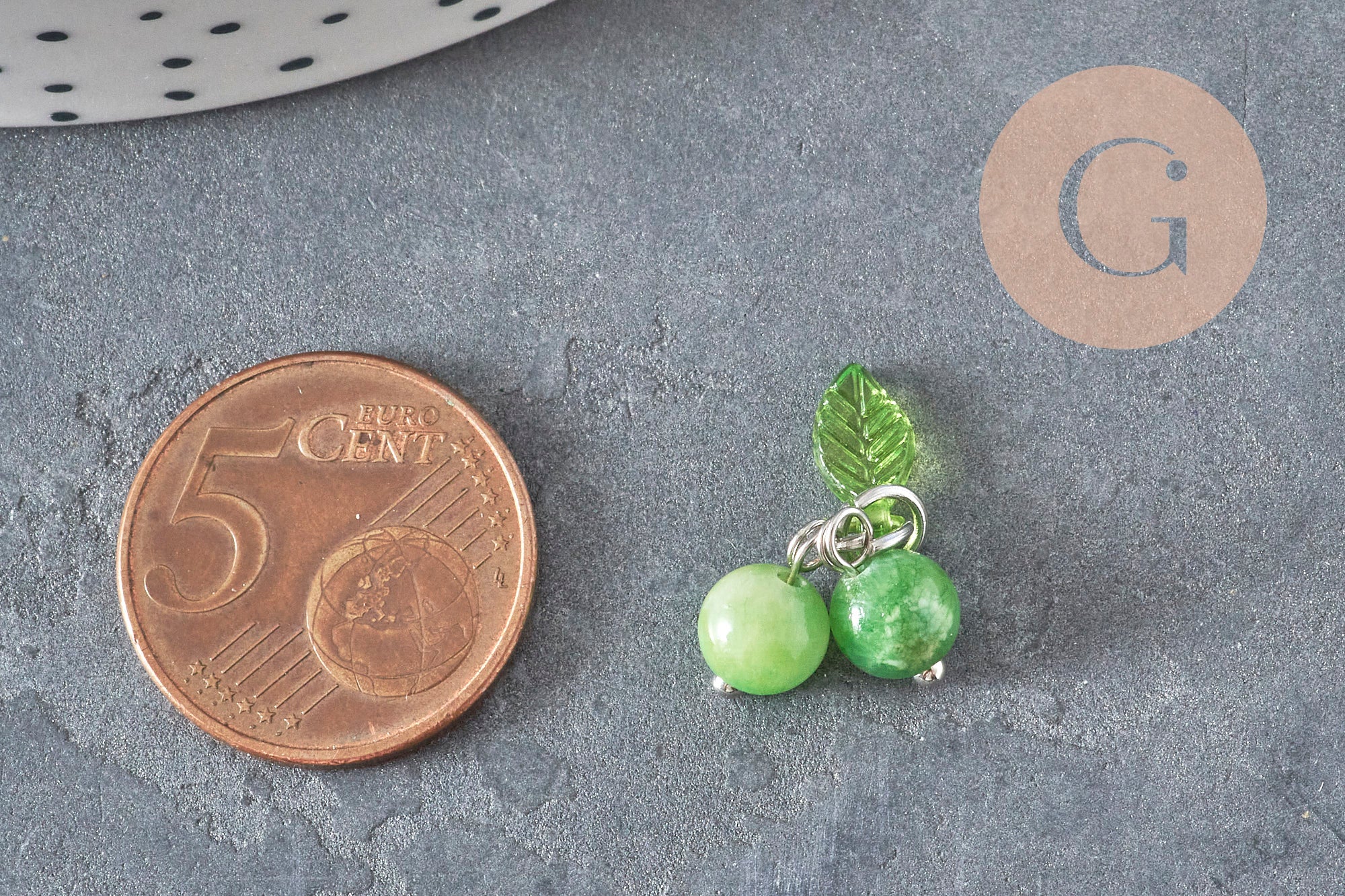 Gingerlily G11379 breloque cerise jade 14 mm x1