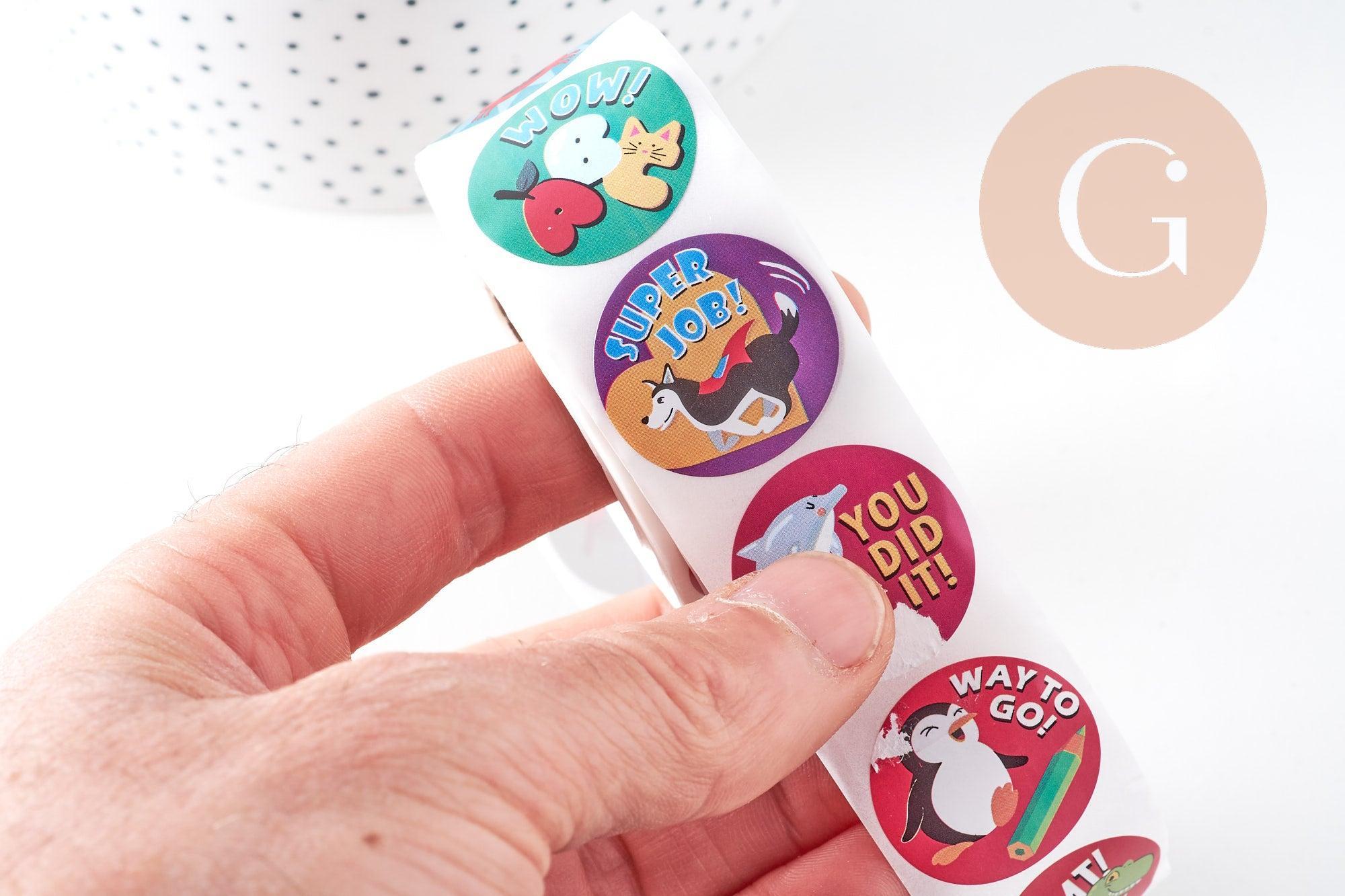 Gingerlily Stickers encouragements anglais animaux 30mm x500