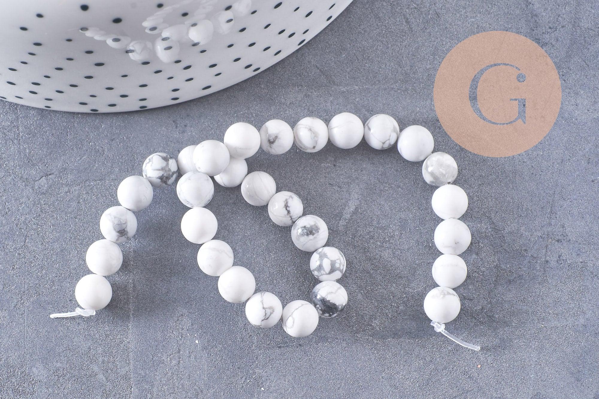 Gingerlily Perles howlite blanche G1297 perles 6mm fil 19cm marbré