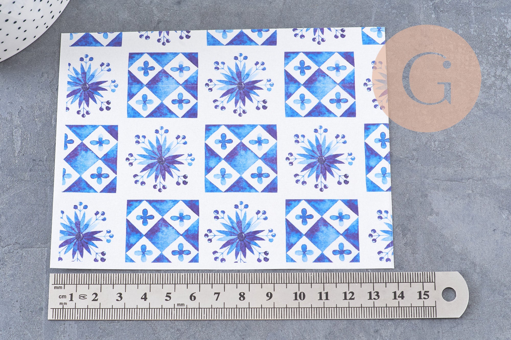 Gingerlily Pâte polymère G10779 feuille transfert carreaux bleus 14x10 cm