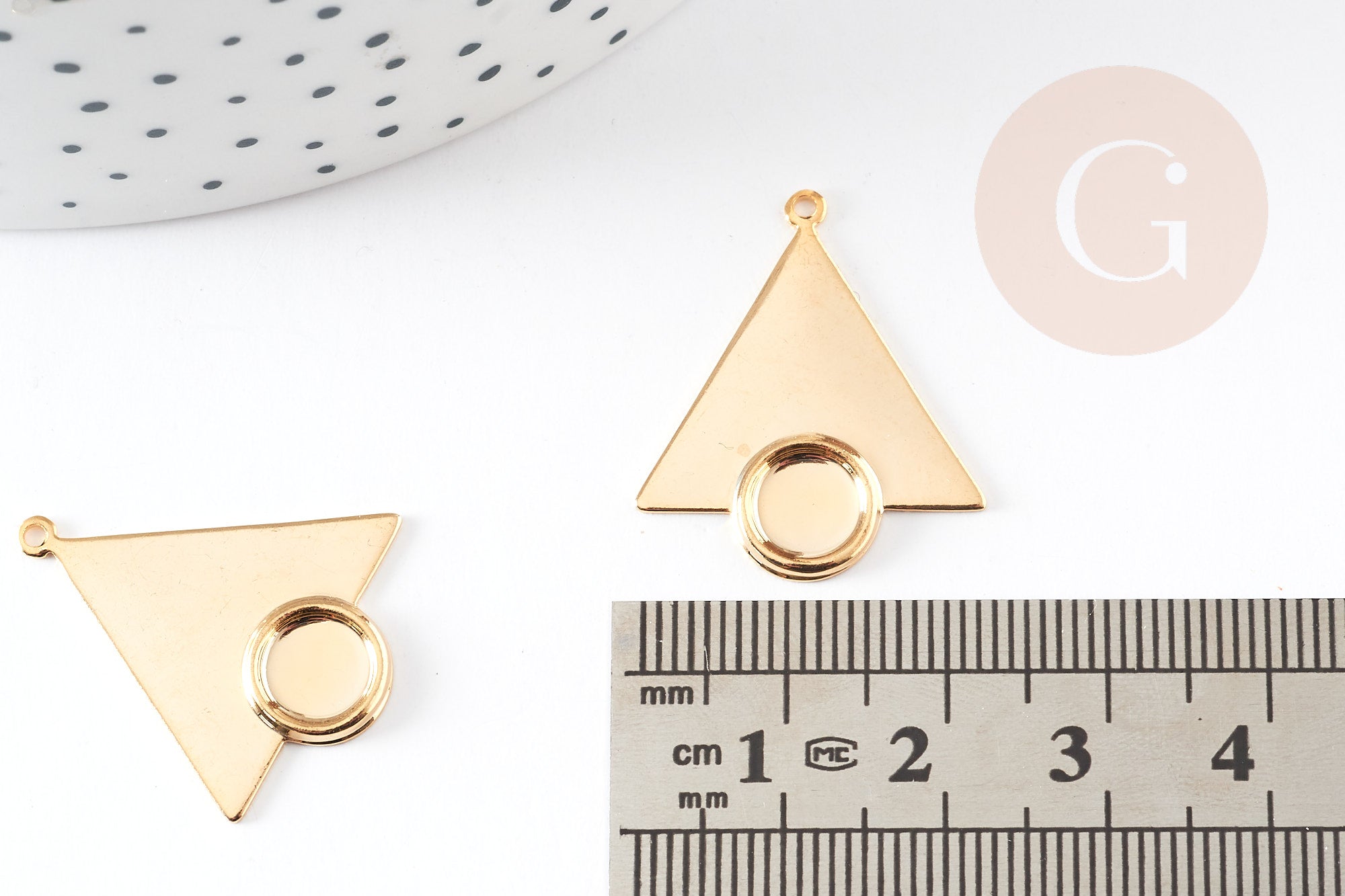 Gingerlily Perles G3434 pendentif triangle doré lot 2 sans nickel
