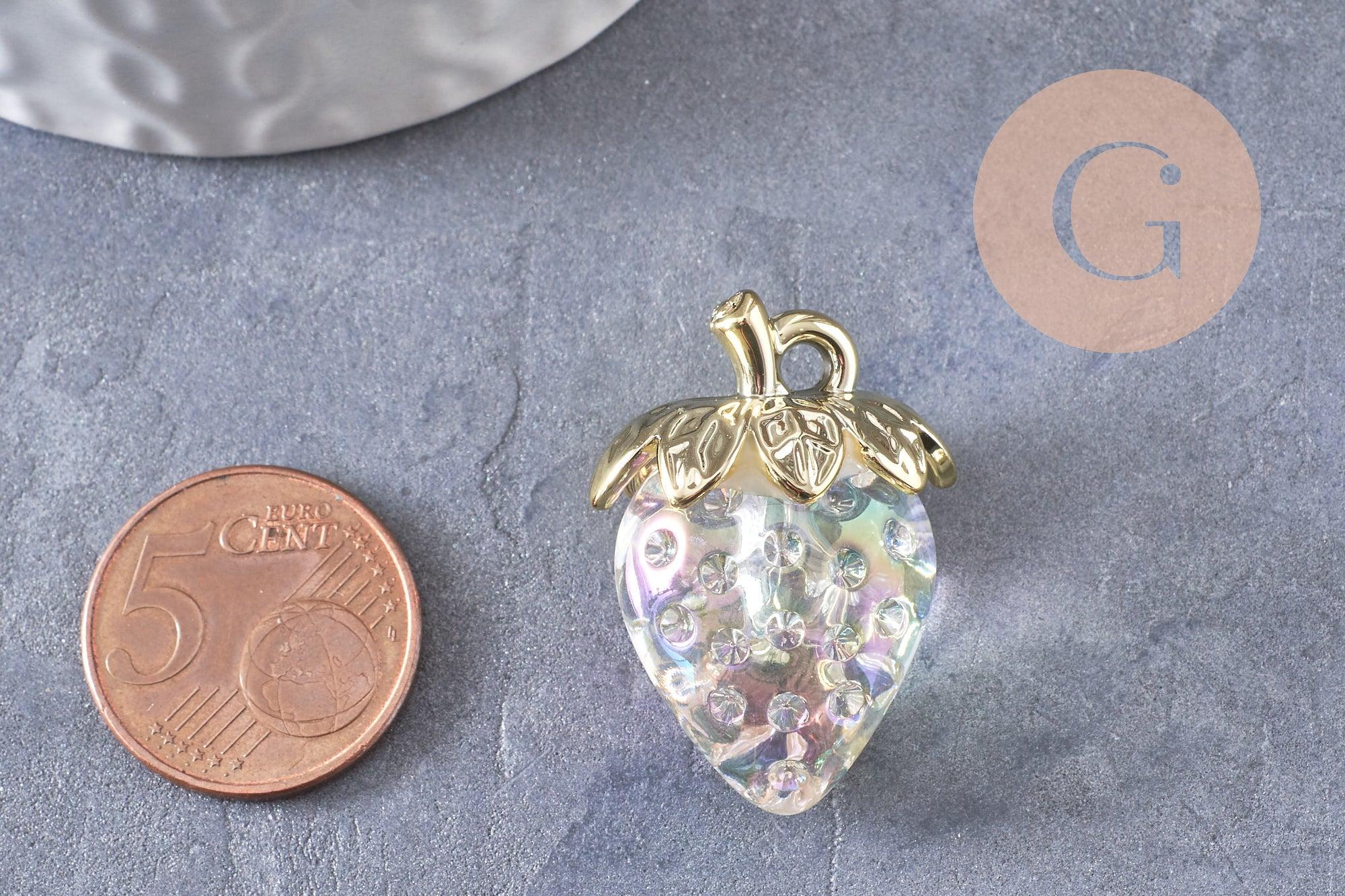 Gingerlily Pendentifs G10411 breloque fraise résine 28,5mm x1