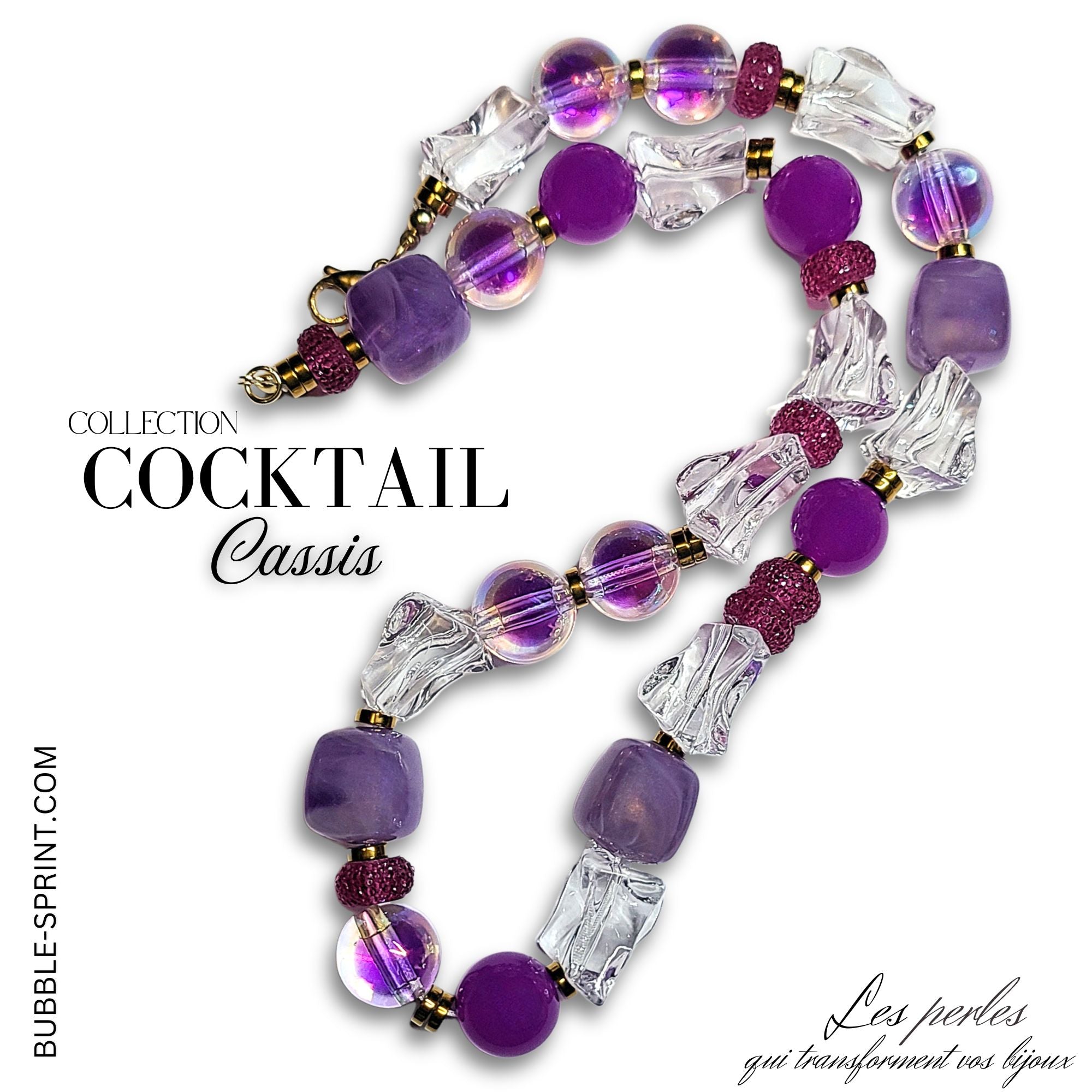 ARTSHOP Cocktail collier cassis 52 cm monté