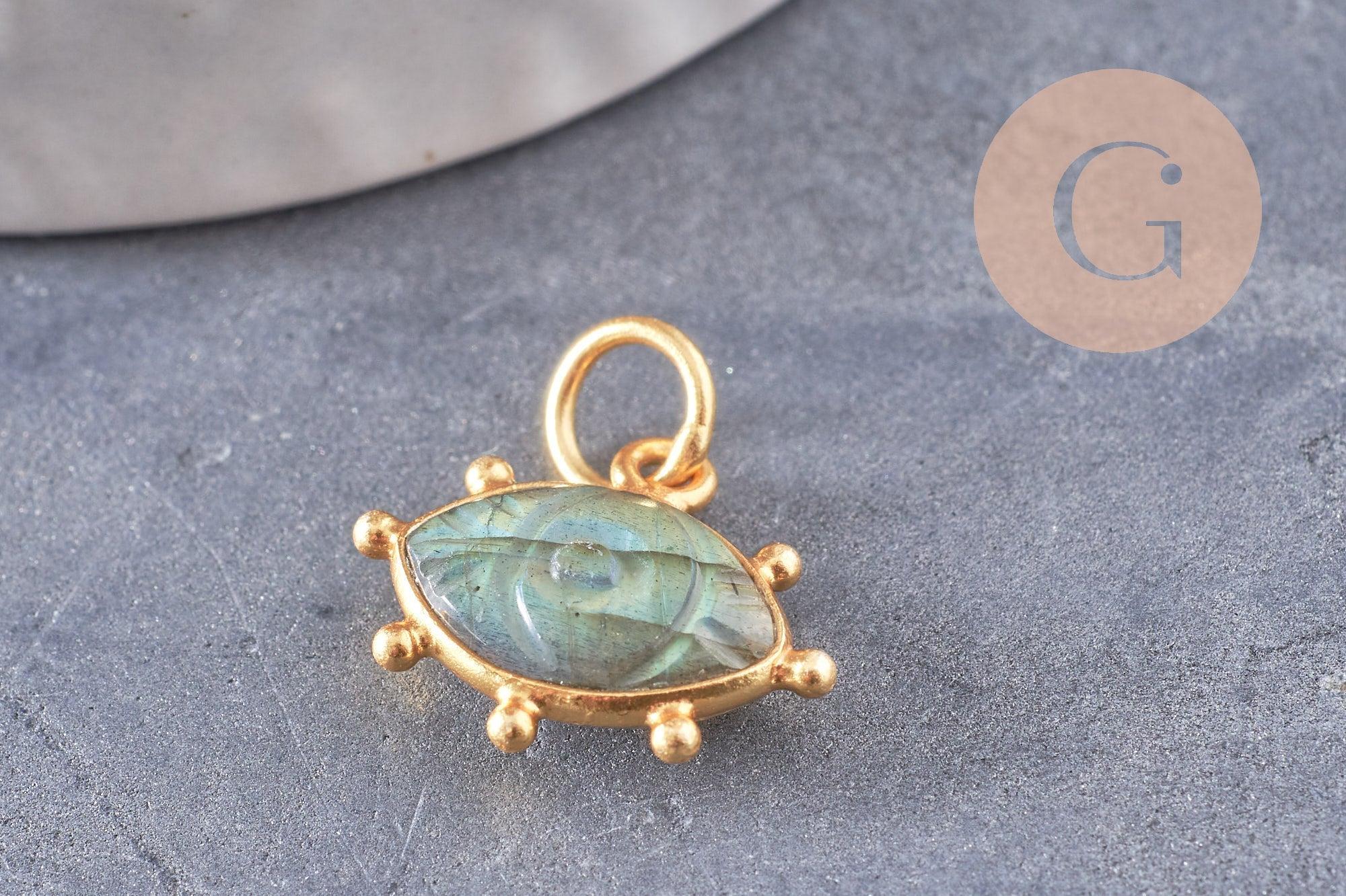 Gingerlily Oeil pendentif labradorite doré 15mm x1