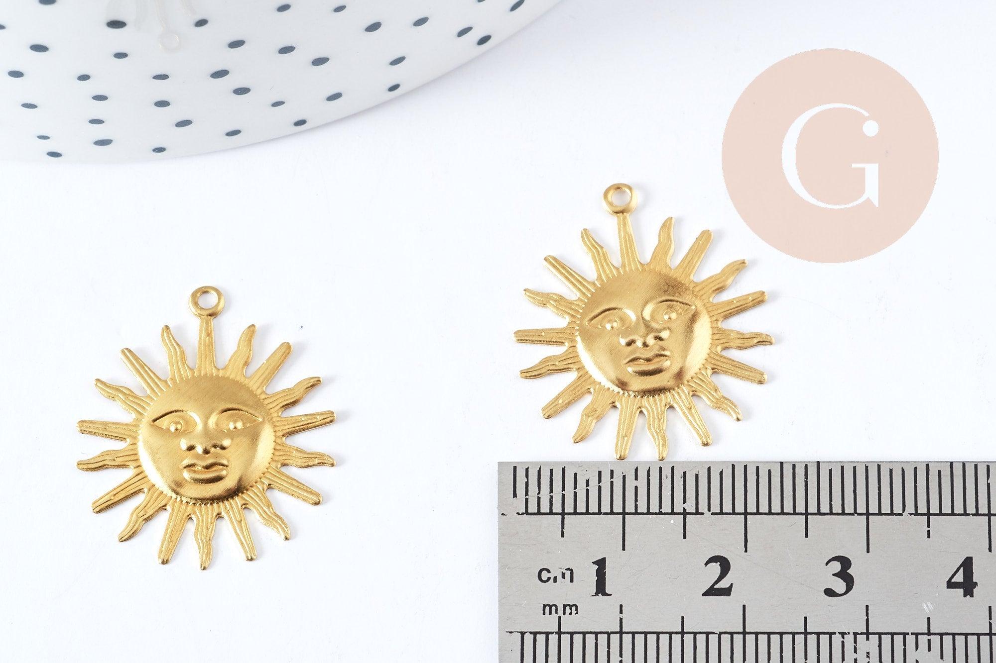 Gingerlily soleil G8840 pendentif laiton brut 25mm sans nickel