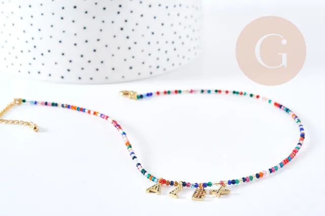Gingerlily Vecchio kit collier lettres zircon multicolore 40cm sans pinces