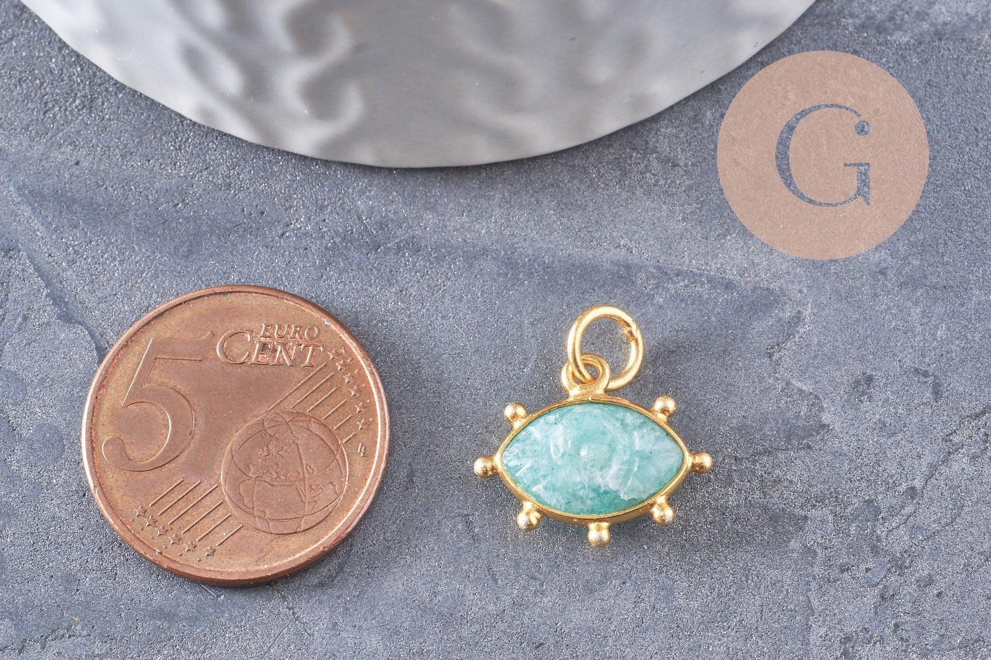 Gingerlily Pendentifs G9871 pendentif œil amazonite doré 15mm x1