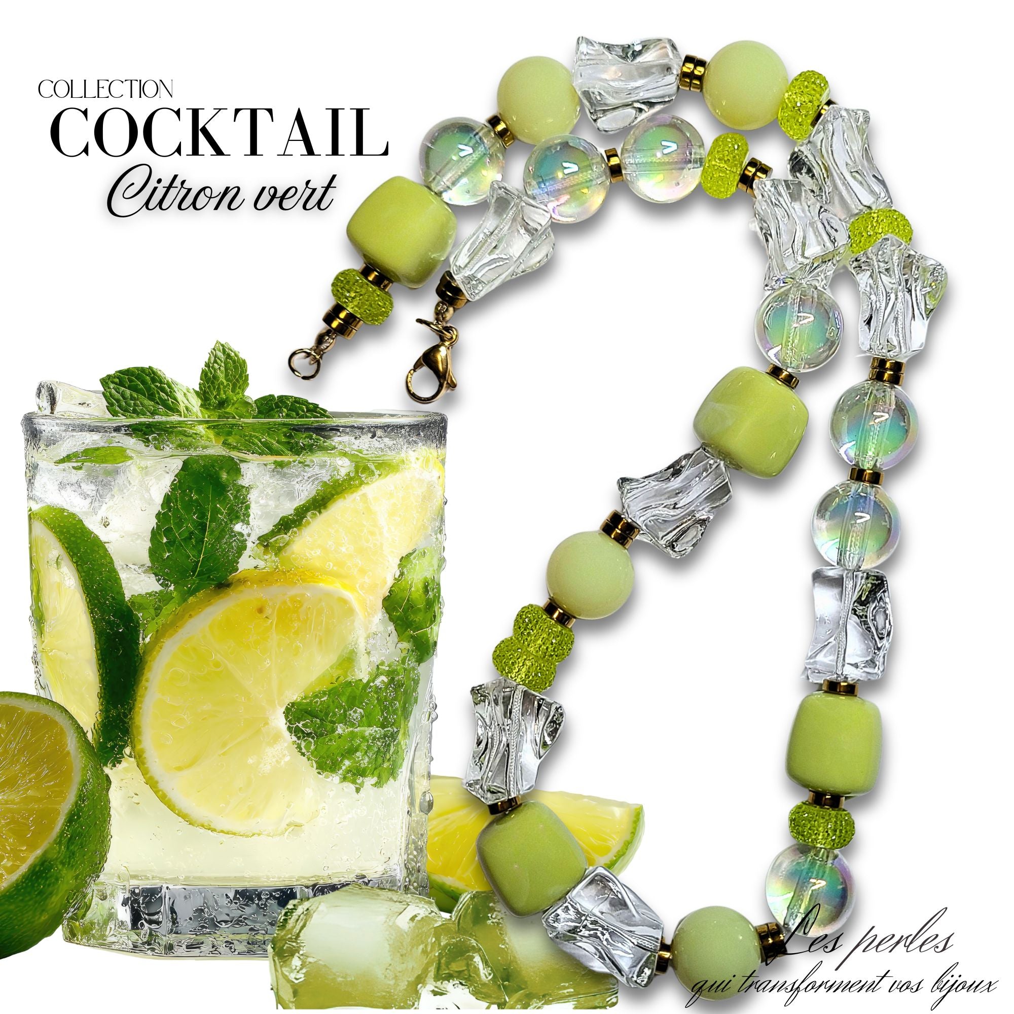 ARTSHOP Cocktail Collier Citron Vert 52cm Fini