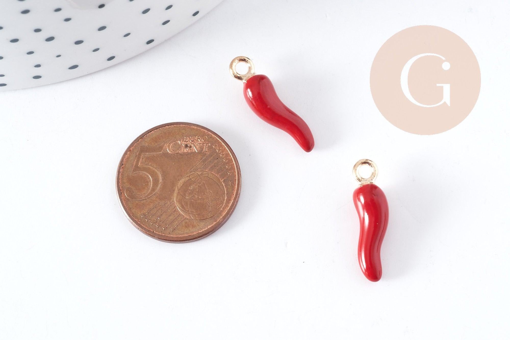 Gingerlily G8948 breloque piment rouge doré 21 mm x5