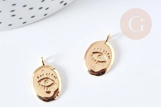 Gingerlily G8867 pendentif mauvais œil ovale 17mm x1 doré