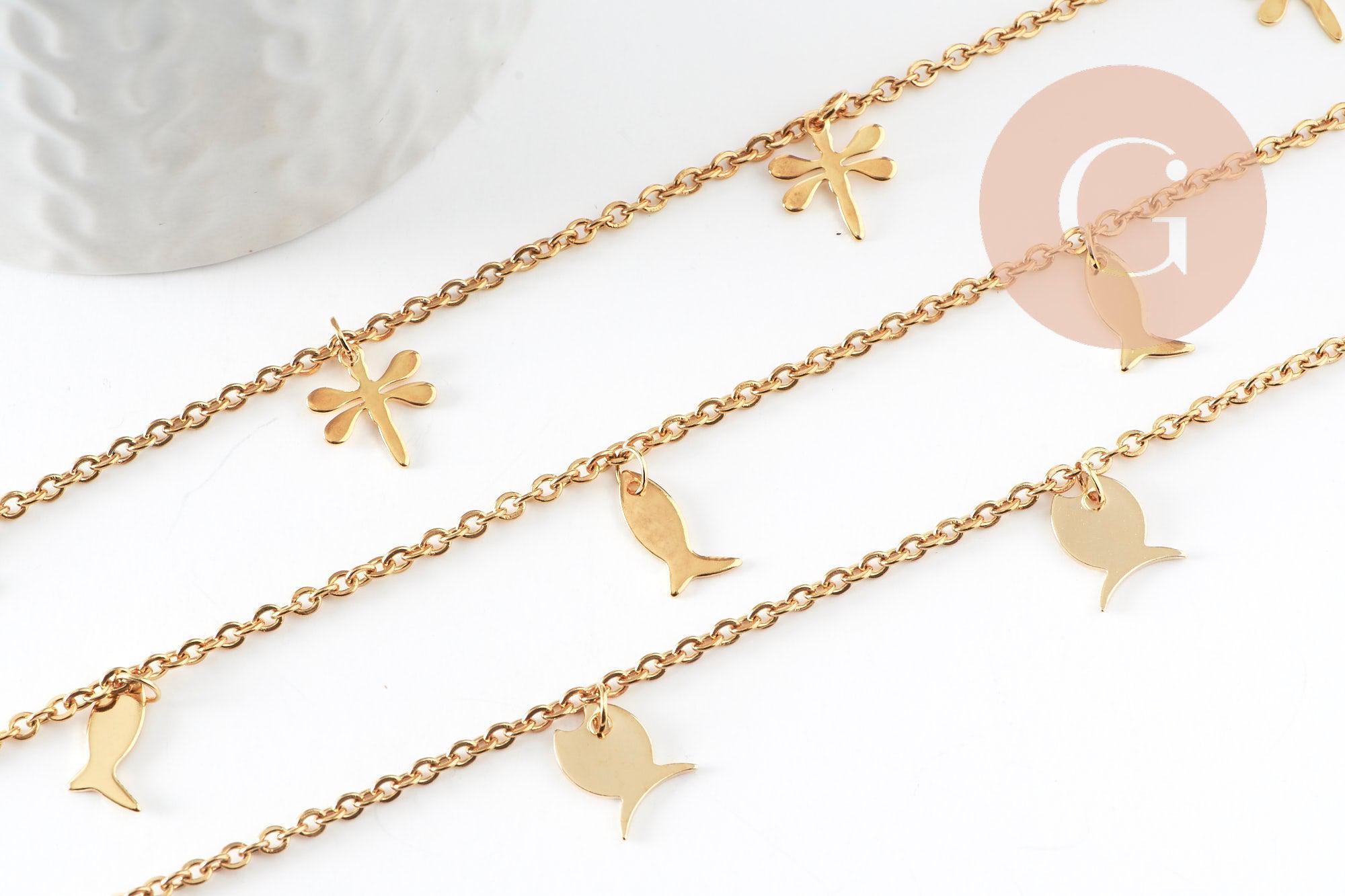 Gingerlily G7110 bracelet cheville acier doré croix coeurs