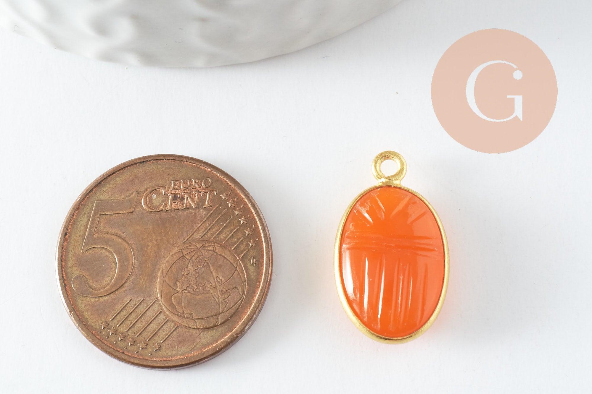 Gingerlily Pendentif scarabée cornaline argent doré 20mm