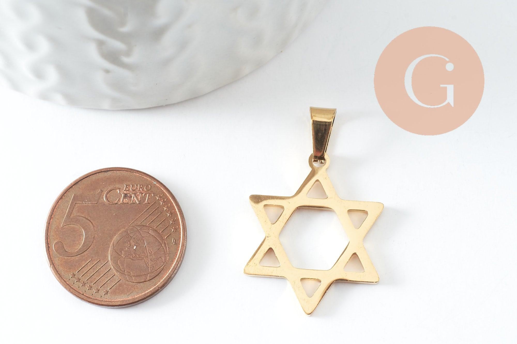 Gingerlily Pendentifs G9856 pendentif étoile David doré 25mm