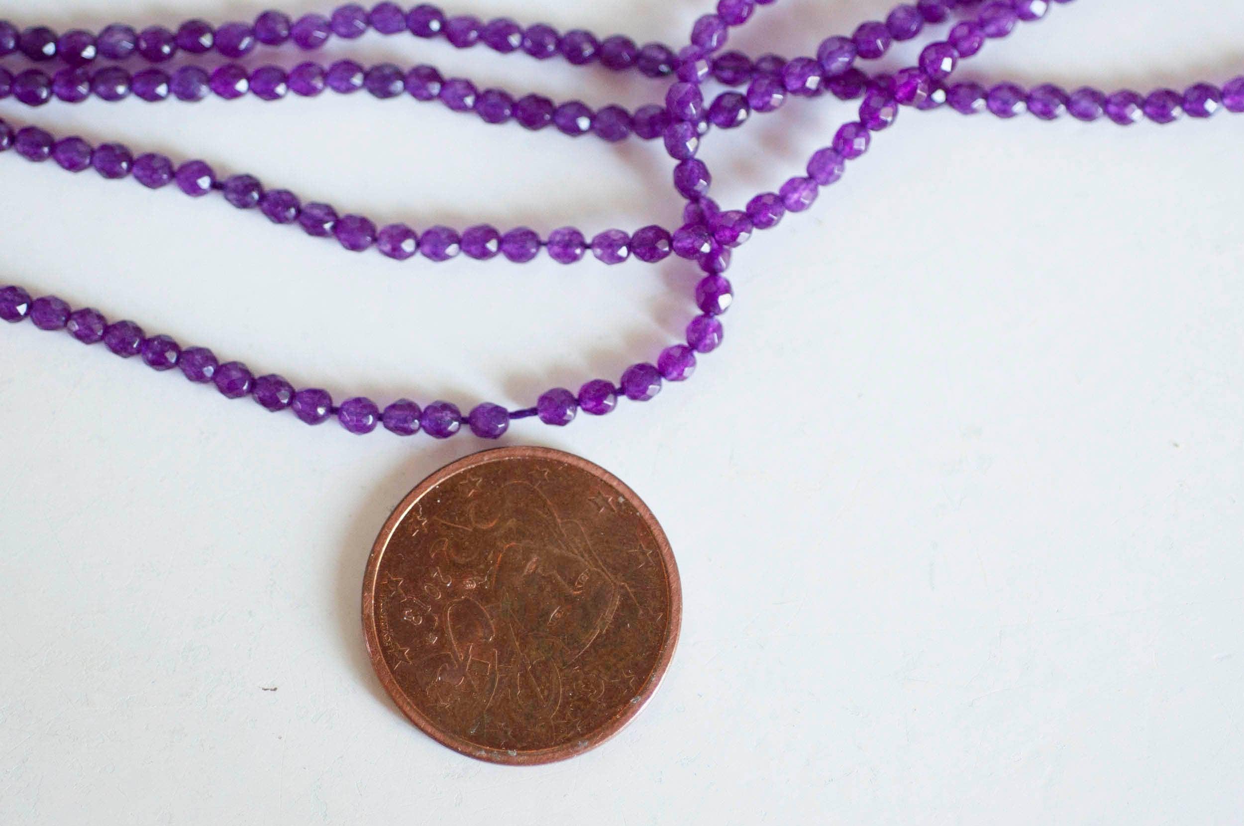 Gingerlily Perles jade violet facetté 2mm fil 180 perles