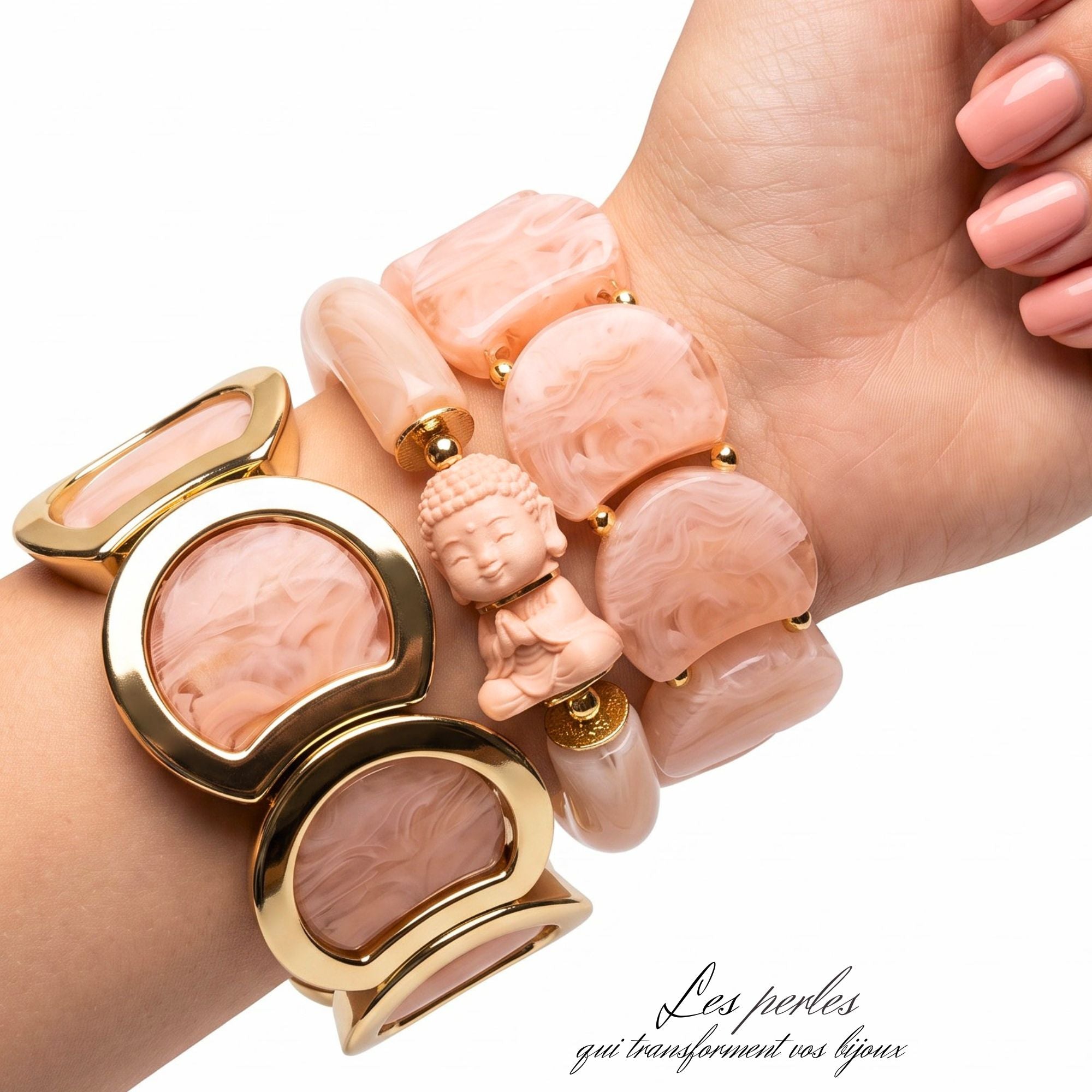 ARTSHOP Bijoux en KITS bracelet Karma Bouddha Rosé kit à monter