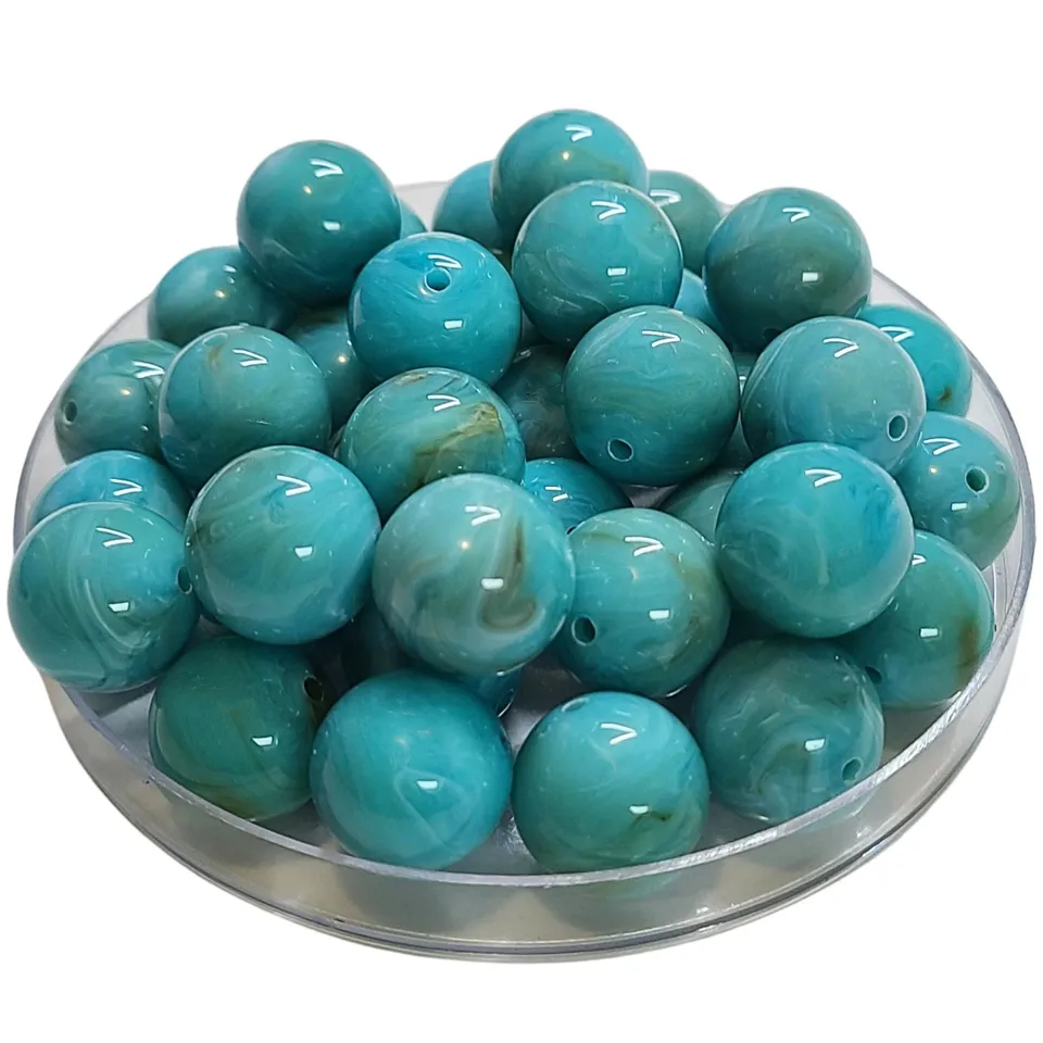 ARTSHOP Boules 16MM n°378 perle aigue-marine marbré x15