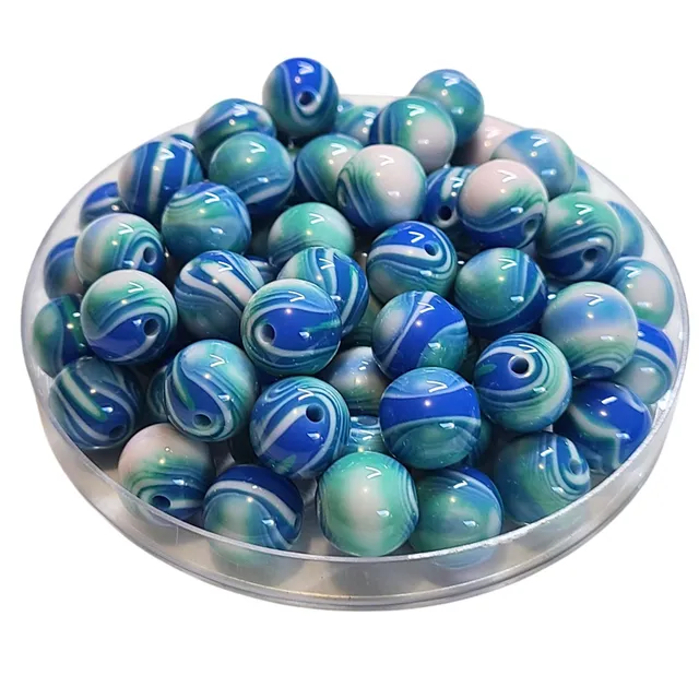 ARTSHOP Boules 12MM 342 Swirl Turquoise perles lot 20