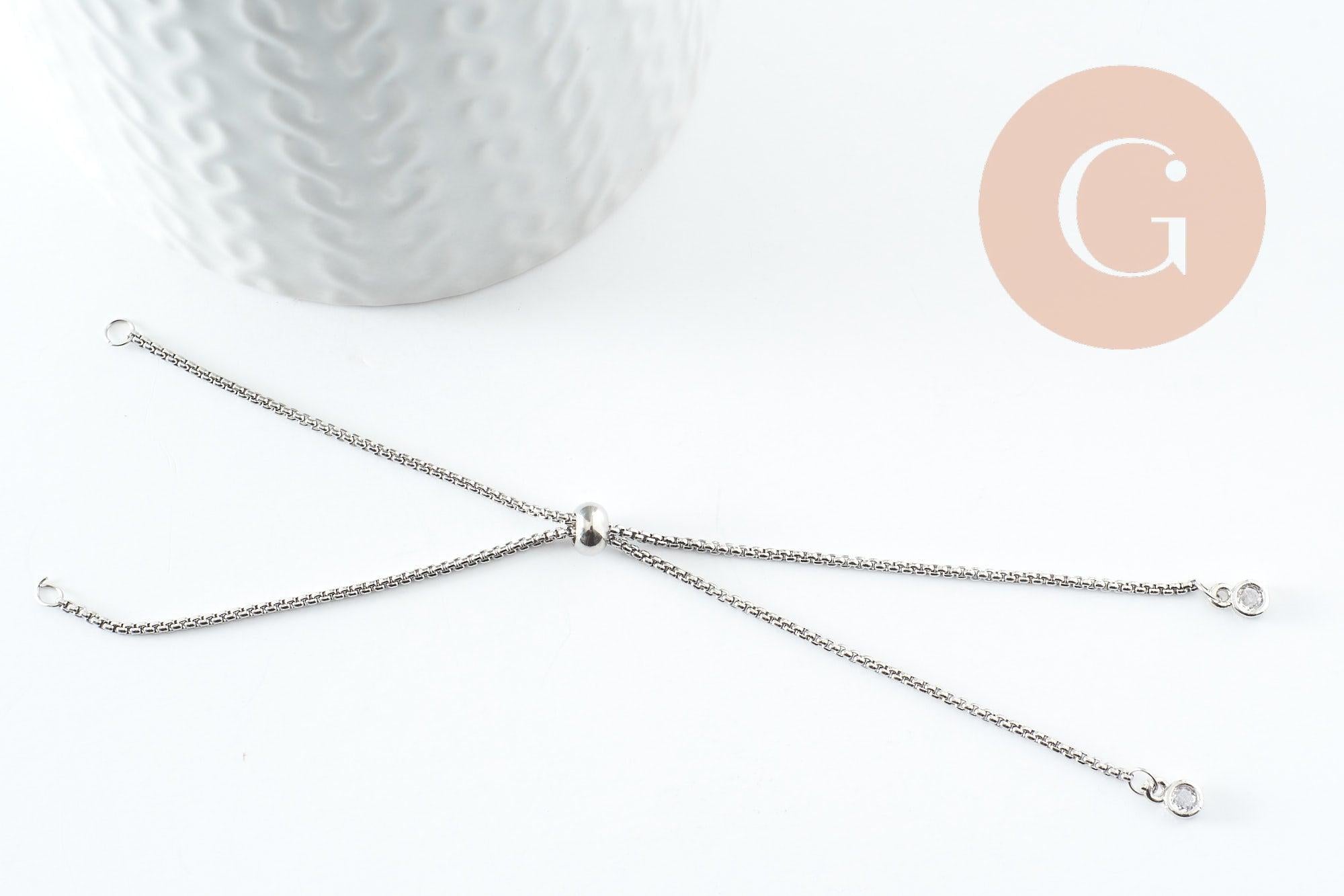 Gingerlily Apprêts Base bracelet rolo acier zircon 26,6 cm x1