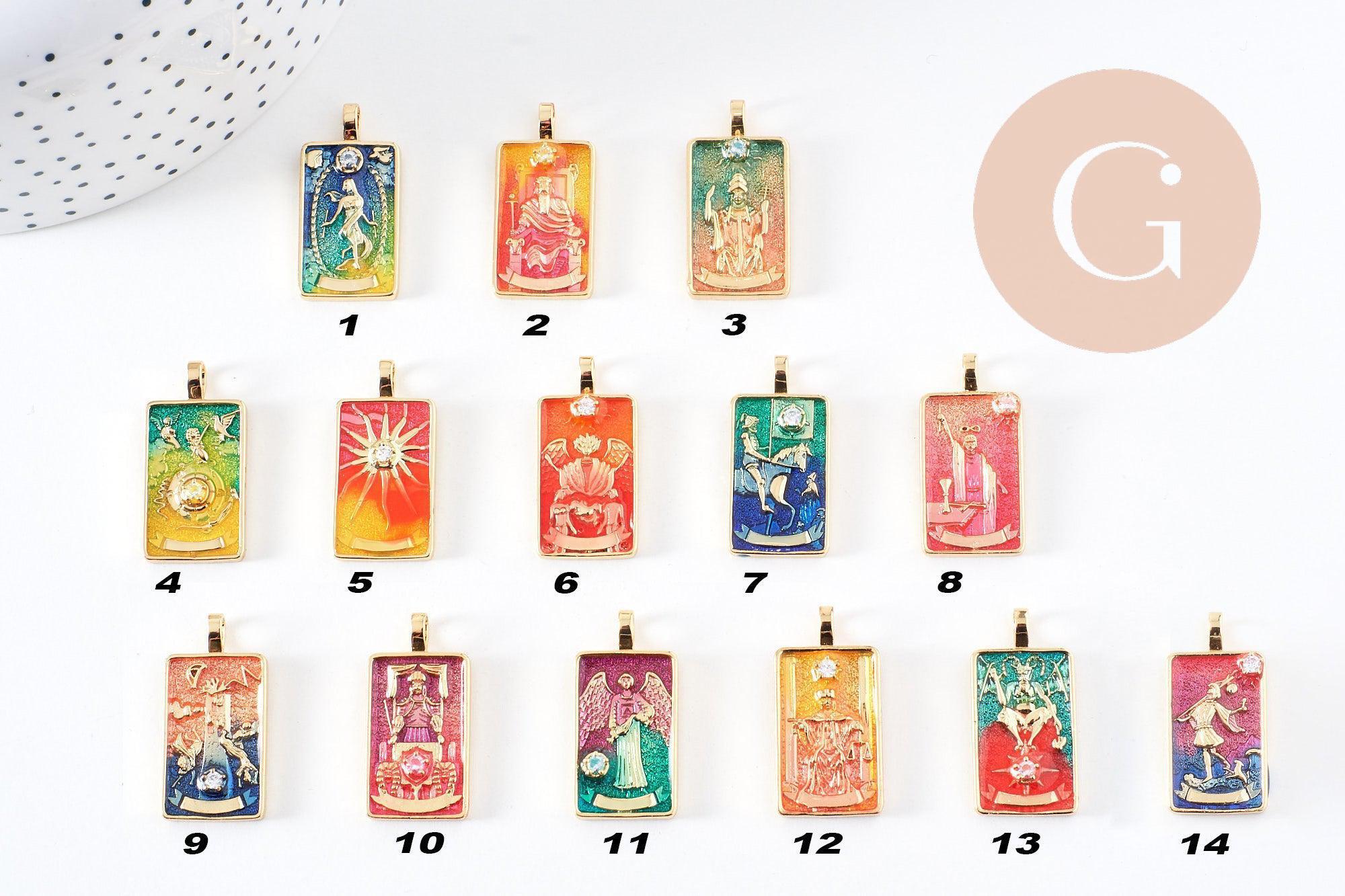 Gingerlily G10108 kit collier médaille Tarot coloré x1