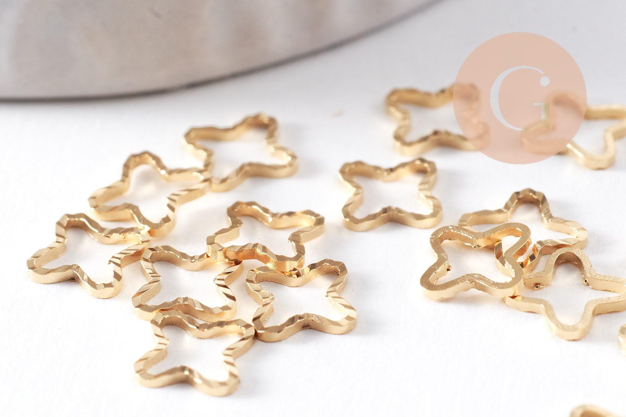 Gingerlily Apprêts Connecteur croix doré 24K 7.5mm x10