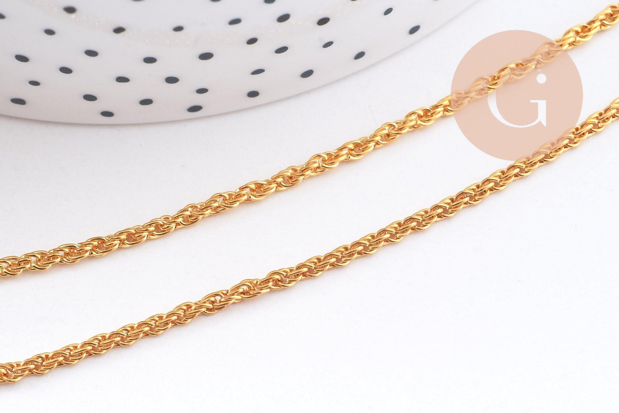 Gingerlily Chaînes pour bijoux DIY G10655 torsadée dorée 3 mm 1 m