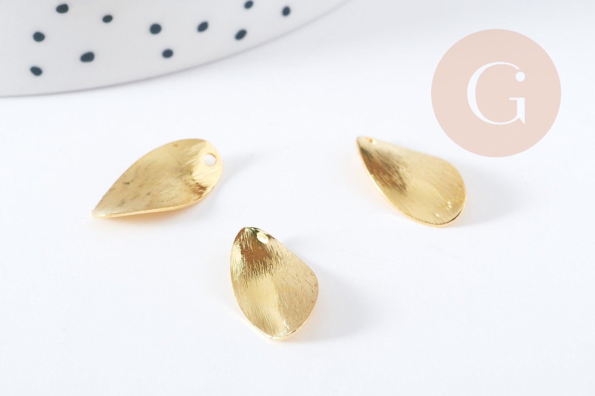 Gingerlily Pendentifs feuille G10044 laiton doré 17,5mm x2
