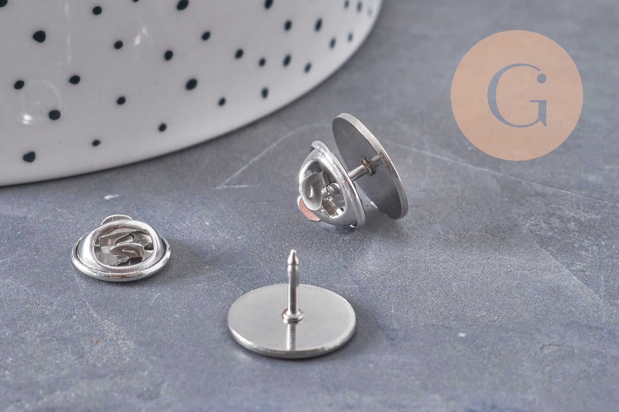 Gingerlily Apprêts Support pin's G10962 platine 14mm x5