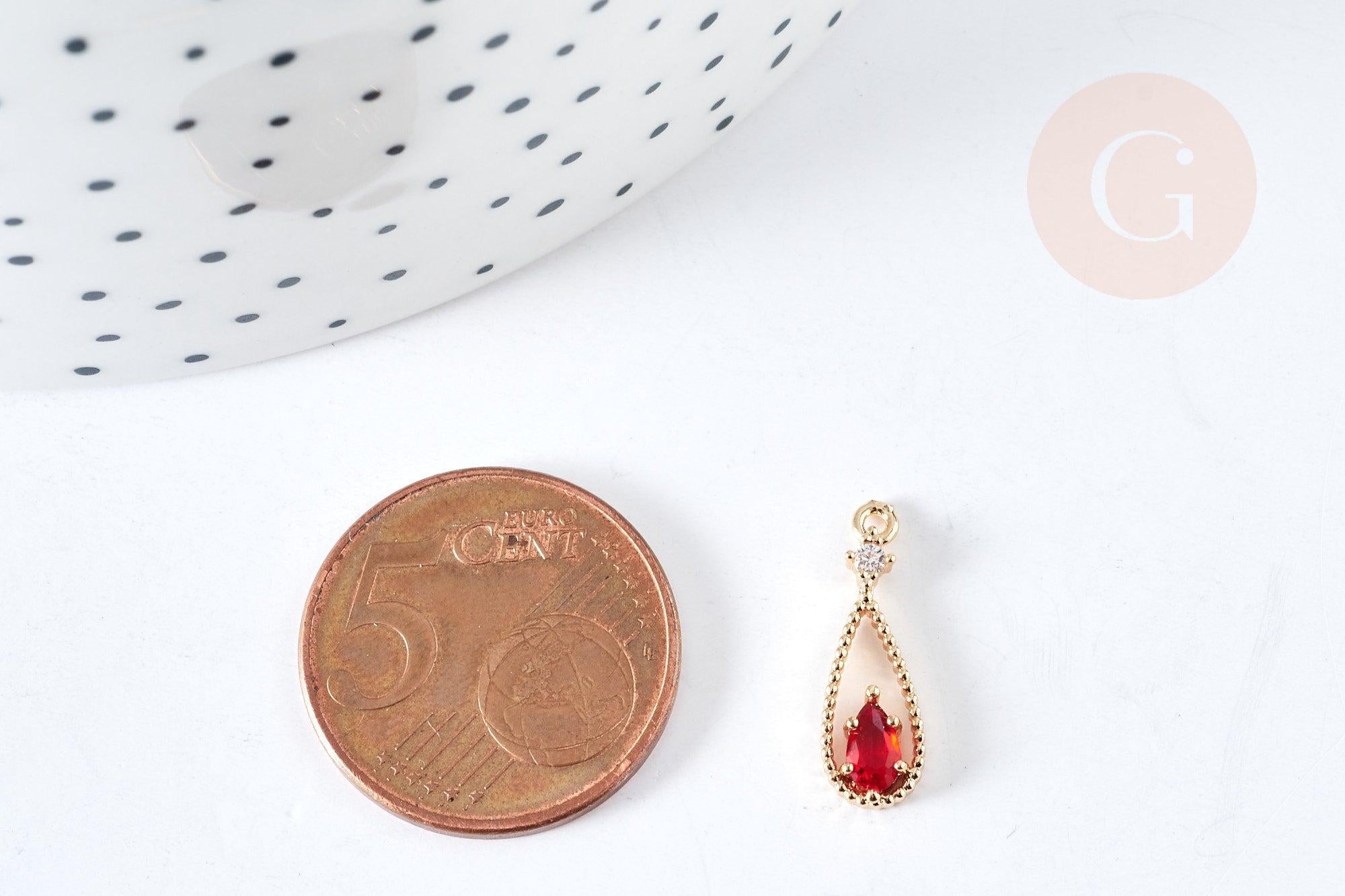 Gingerlily Pendentifs DIY G8435 pendentif goutte doré cristal rouge x1