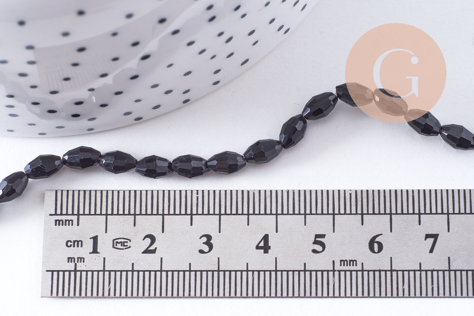 Gingerlily Perles pour bijoux DIY ovale G10628 verre noir 6x4mm fil