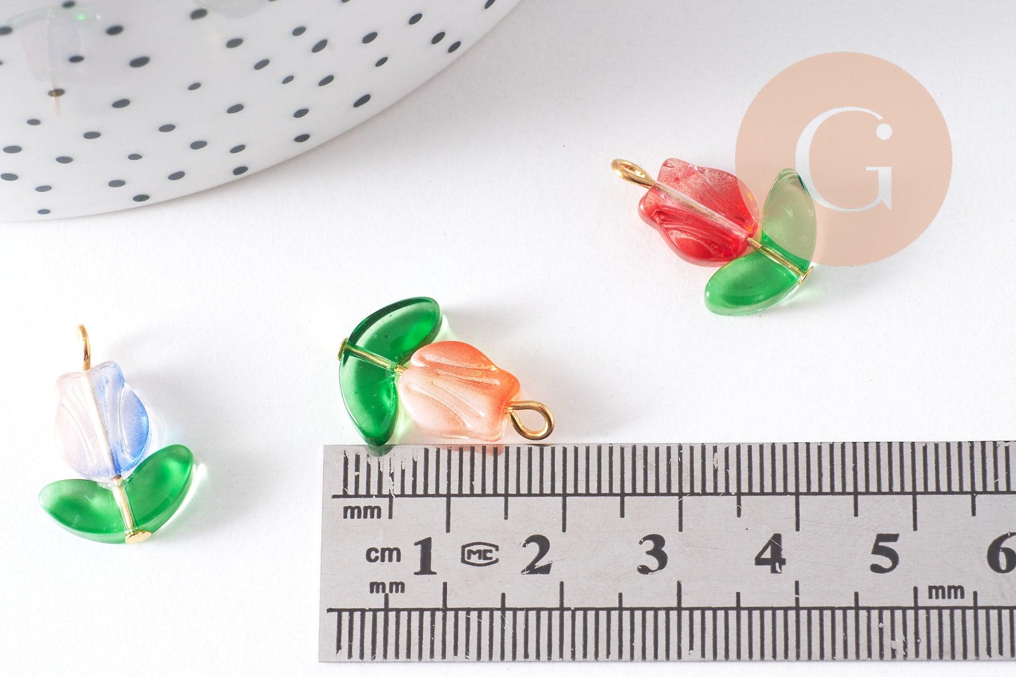 Gingerlily Tulipe G10301 breloque verre 21,5mm lot 5
