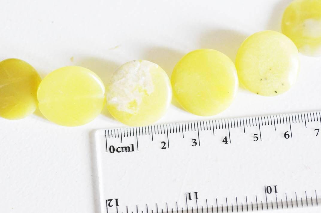 Gingerlily Perles G600 5 perles jade jaune rondes 22mm