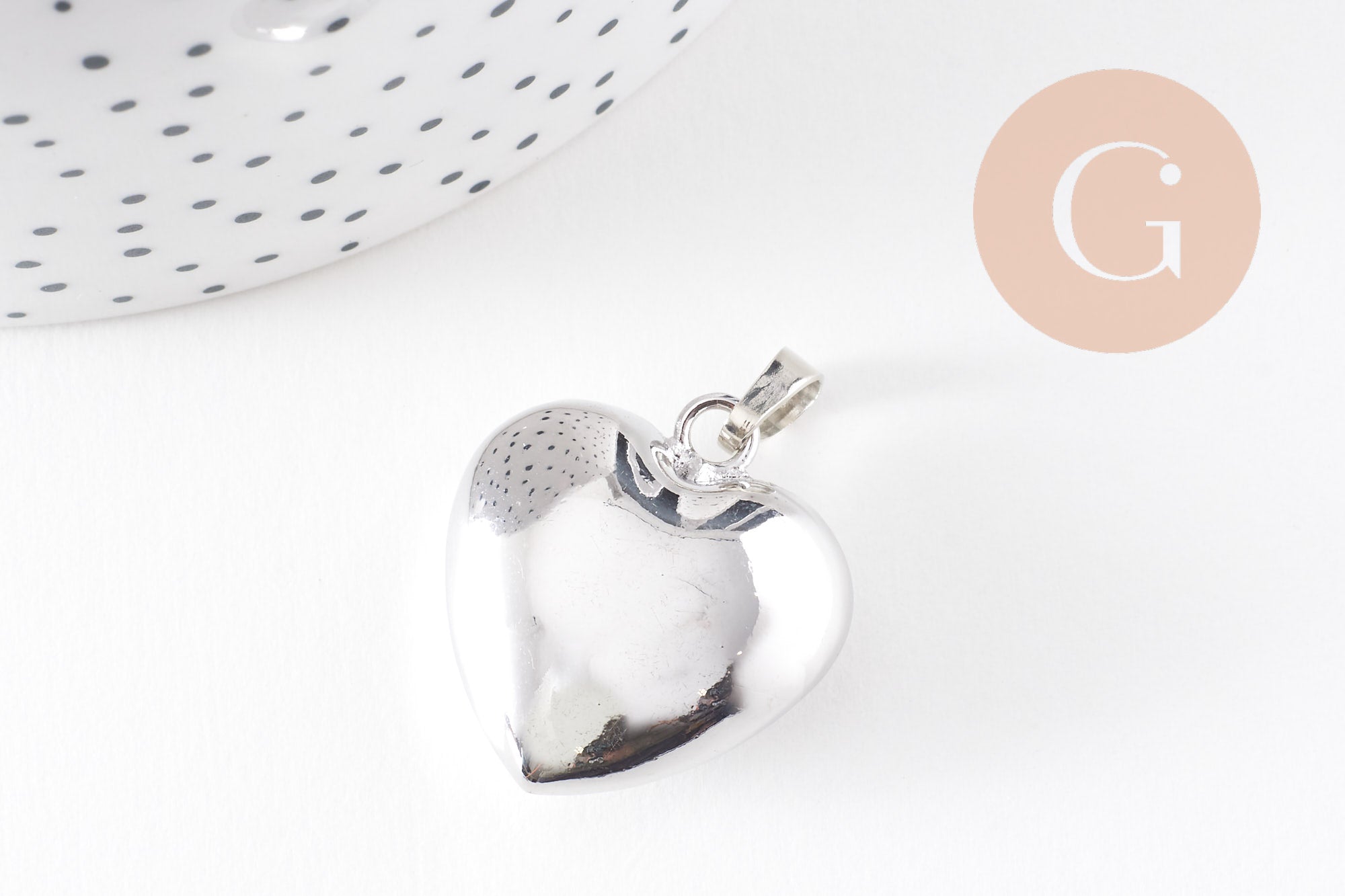 Gingerlily G9889 pendentif bola coeur 26.5mm argent platine