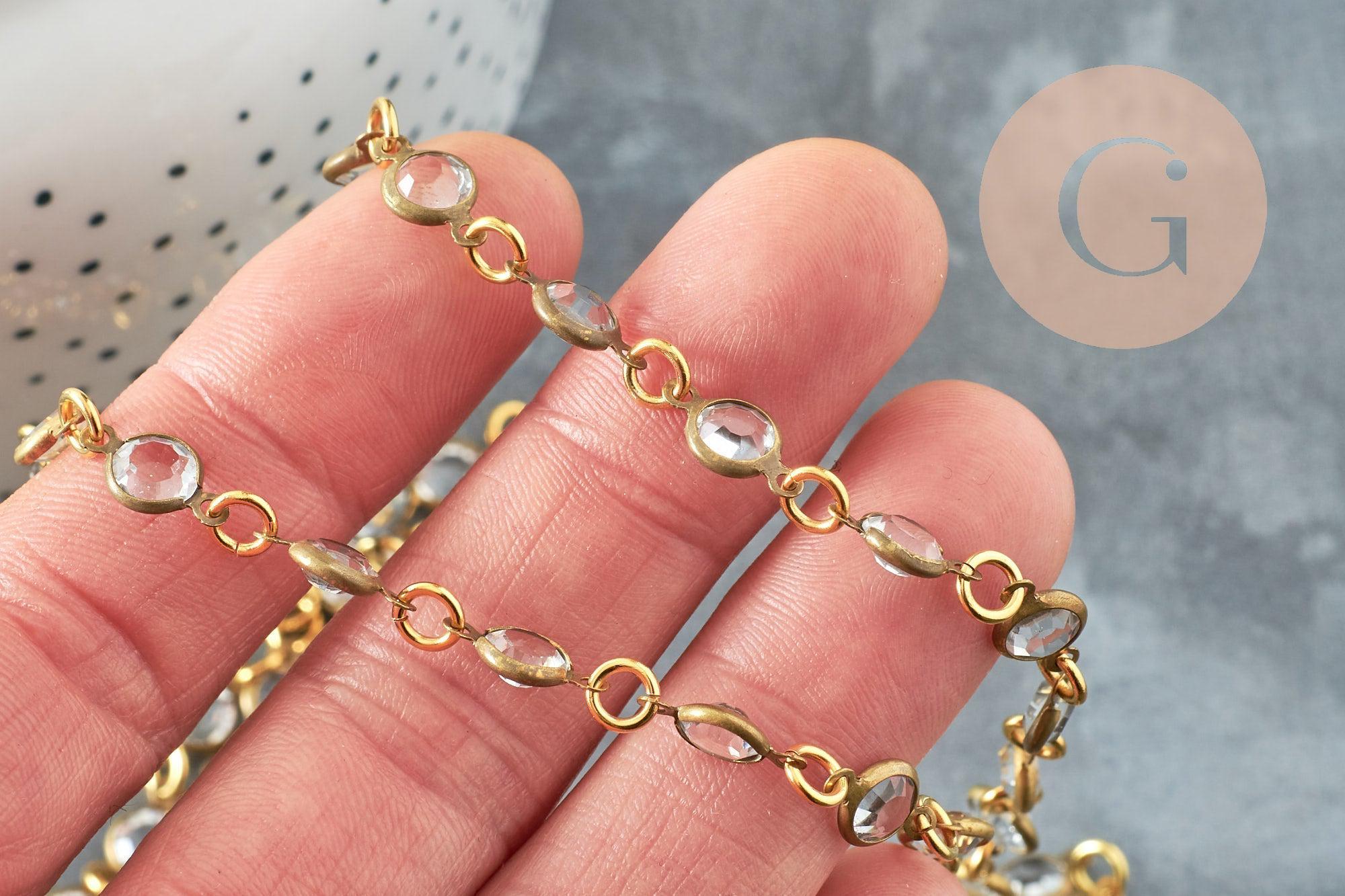 Gingerlily Chaînes G8181 chaîne perlée laiton doré 1 mètre