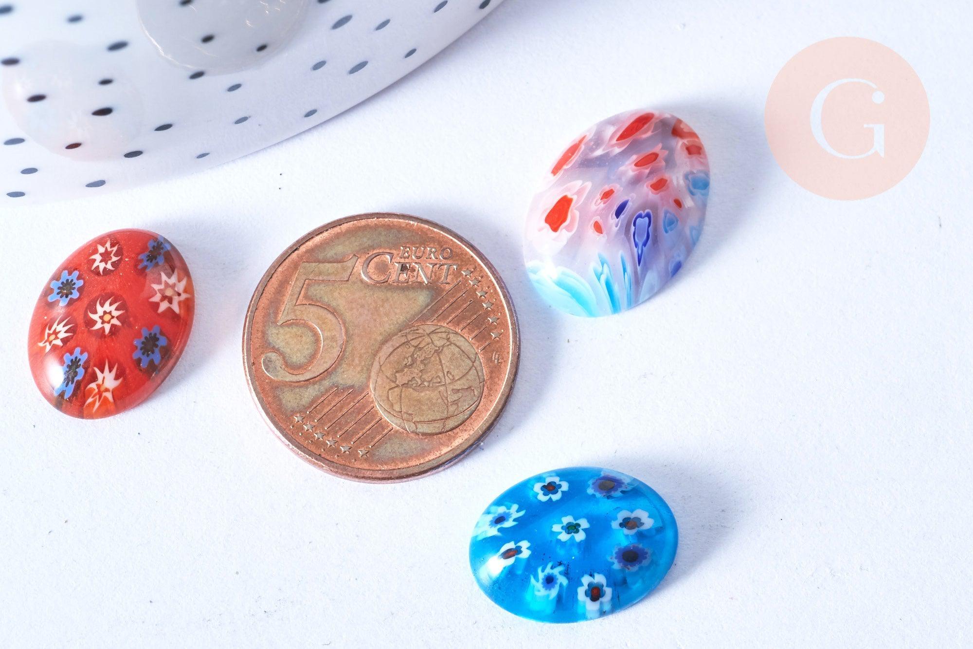 Gingerlily Cabochons G8701 verre millefiori ovale 10-18mm lot 10