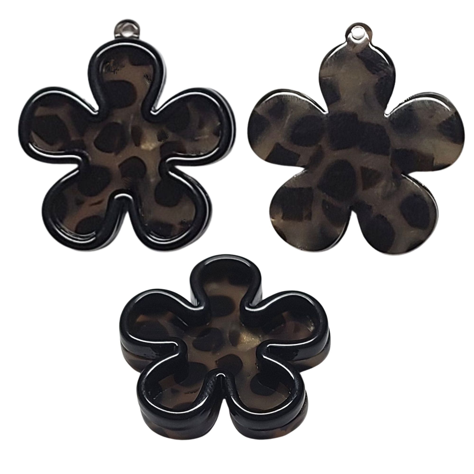 ARTSHOP Flower power breloque fleur creuse 25mm léopard x10